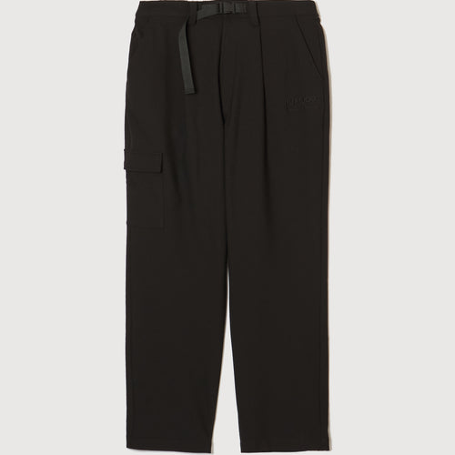 WIDE STRETCH BELTED PANTS BLACK