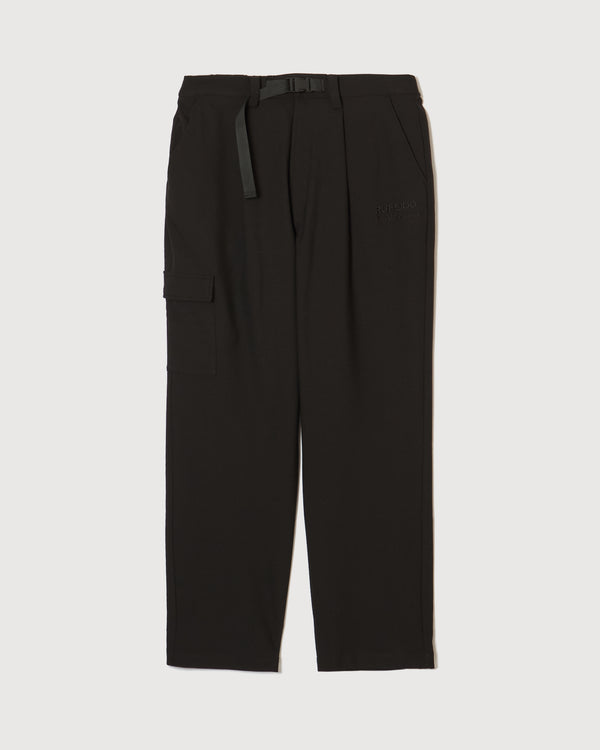 WIDE STRETCH BELTED PANTS BLACK