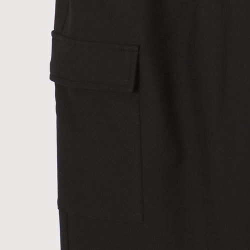 WIDE STRETCH BELTED PANTS BLACK