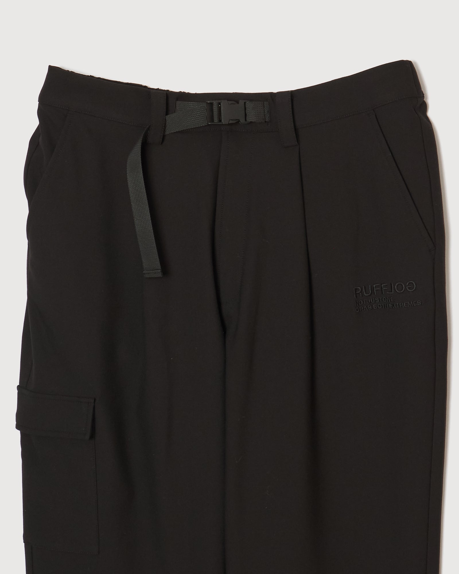 メンズウェア RUFFLOG WIDE STRETCH BELTED PANTS BLACK WIDE STRETCH BELTED PANTS BLACK – RUFFLOG