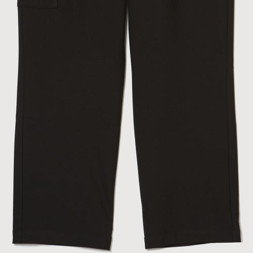 WIDE STRETCH BELTED PANTS BLACK