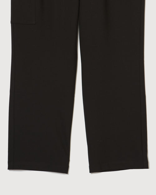 WIDE STRETCH BELTED PANTS BLACK