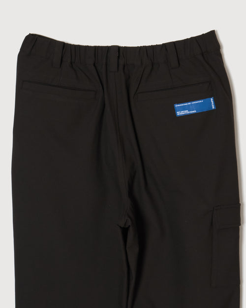 WIDE STRETCH BELTED PANTS BLACK