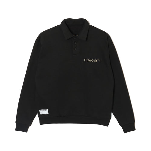 [WOMEN]#DIGNIFIED LOGO FLEECE PULLOVER L/S POLO BLACK