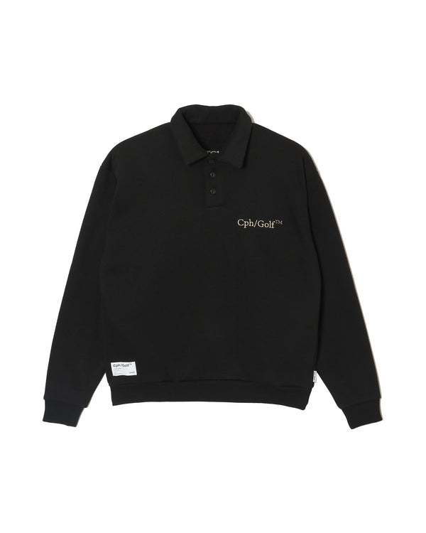 [WOMEN]#DIGNIFIED LOGO FLEECE PULLOVER L/S POLO BLACK