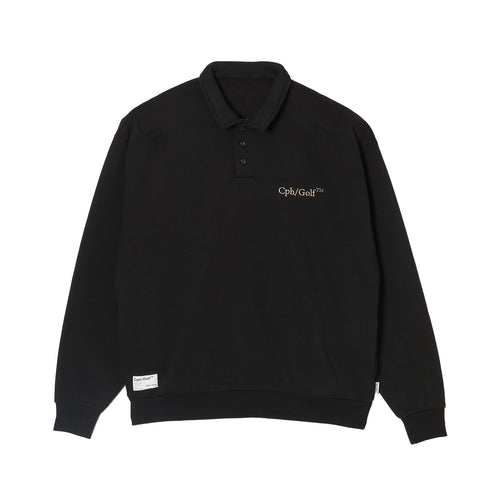 #DIGNIFIED LOGO FLEECE PULLOVER L/S POLO BLACK