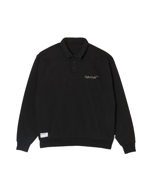 #DIGNIFIED LOGO FLEECE PULLOVER L/S POLO BLACK