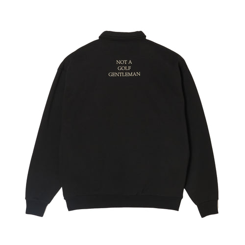 #DIGNIFIED LOGO FLEECE PULLOVER L/S POLO BLACK