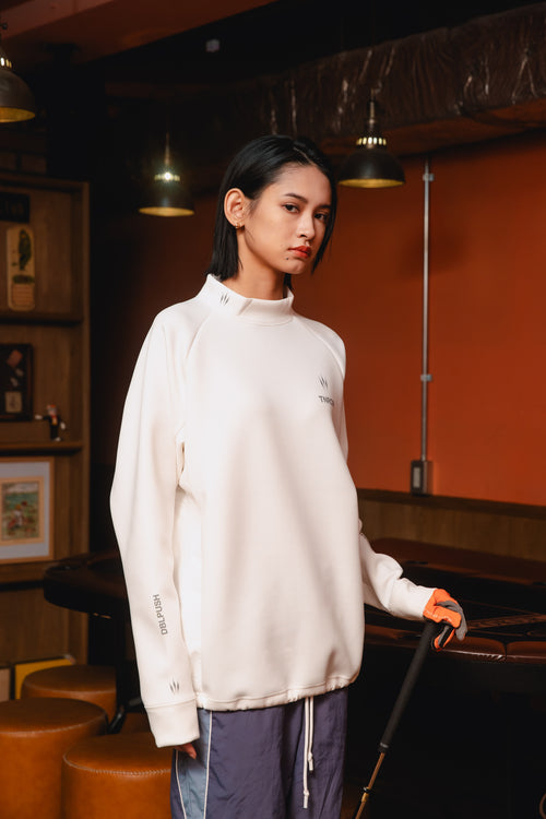 MOCK NECK L/S TEE WHITE