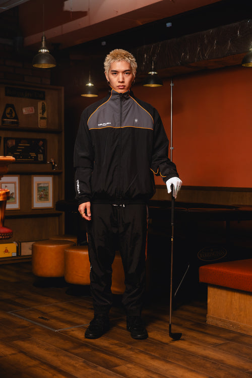 NYLON SET UP PANTS BLACK