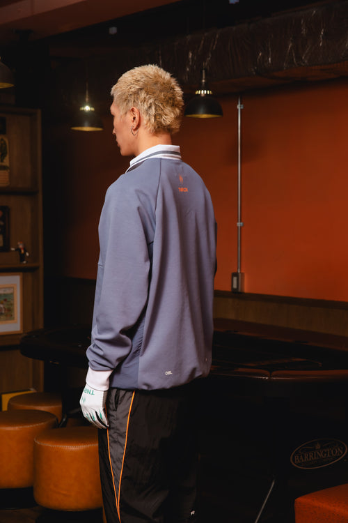 HALF ZIP POLO L/S TEE GRAY