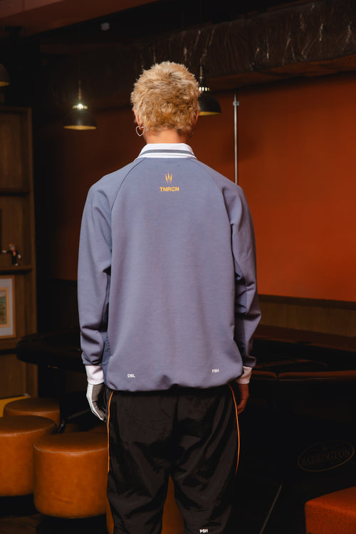 HALF ZIP POLO L/S TEE GRAY
