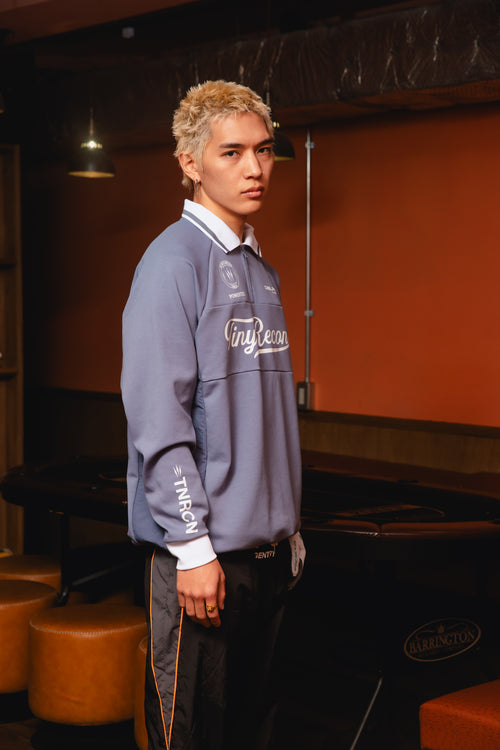 HALF ZIP POLO L/S TEE GRAY