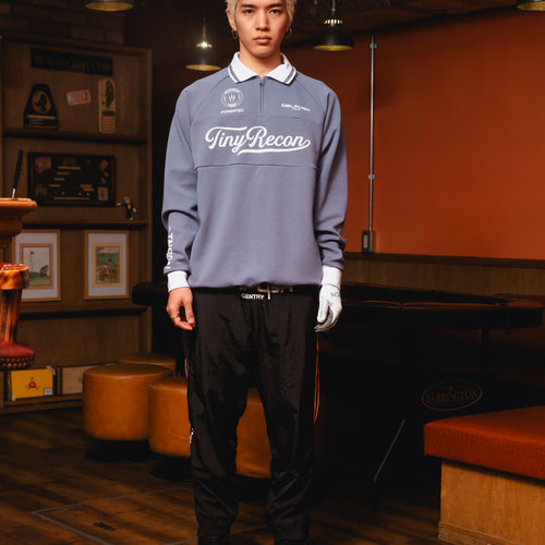 HALF ZIP POLO L/S TEE GRAY