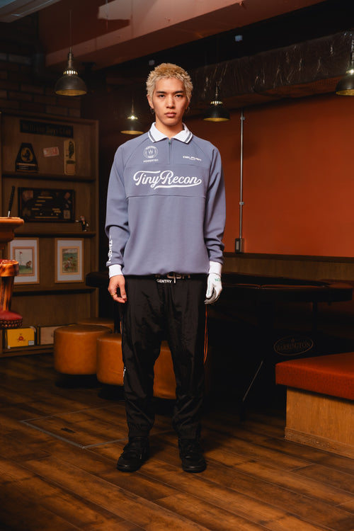 HALF ZIP POLO L/S TEE GRAY