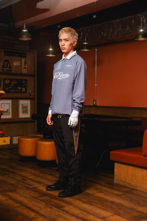 HALF ZIP POLO L/S TEE GRAY