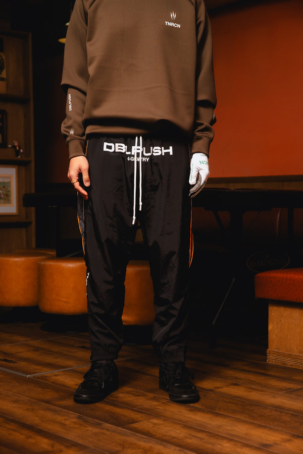 NYLON SET UP PANTS BLACK