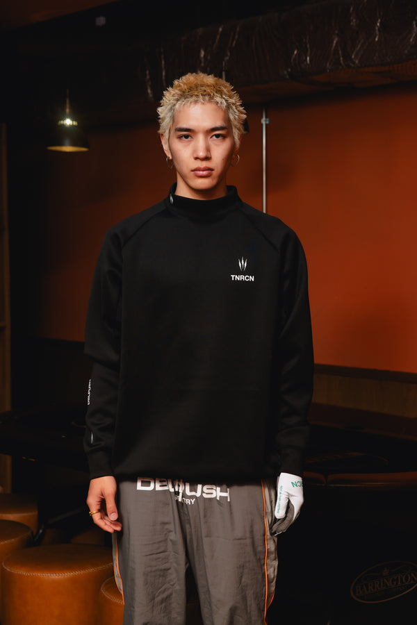 MOCK NECK L/S TEE BLACK