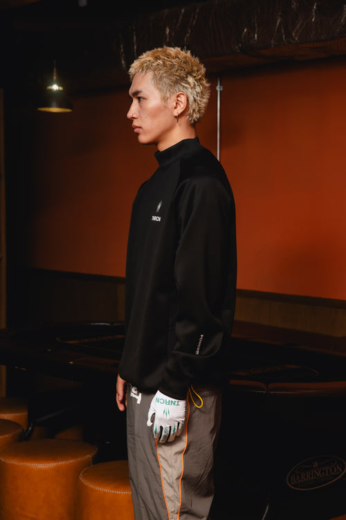 MOCK NECK L/S TEE BLACK
