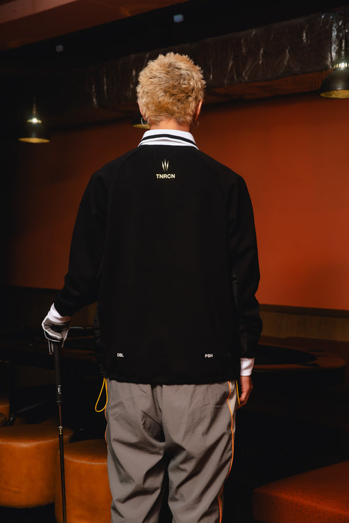 HALF ZIP POLO L/S TEE BLACK