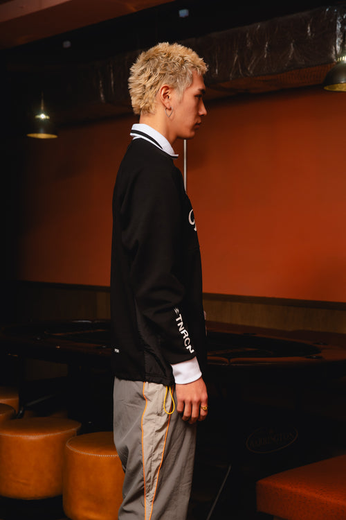 HALF ZIP POLO L/S TEE BLACK