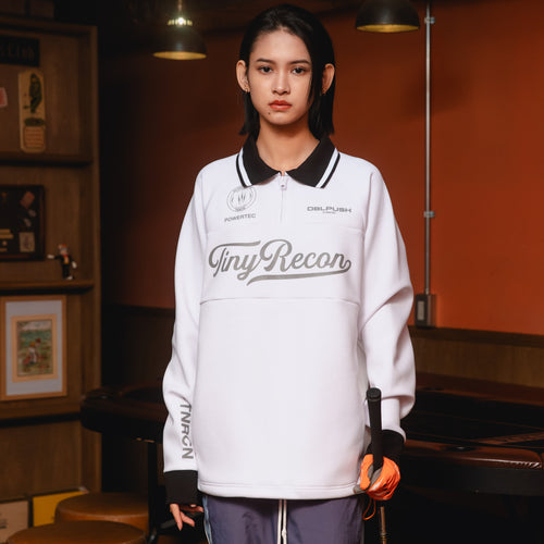 HALF ZIP POLO L/S TEE WHITE