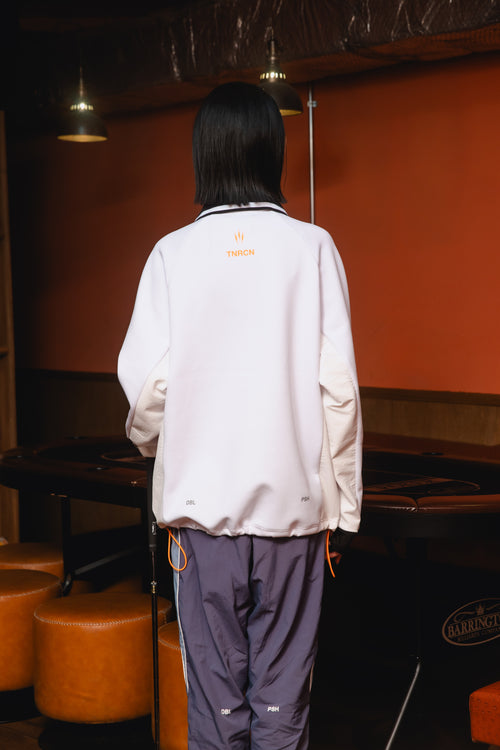 HALF ZIP POLO L/S TEE WHITE