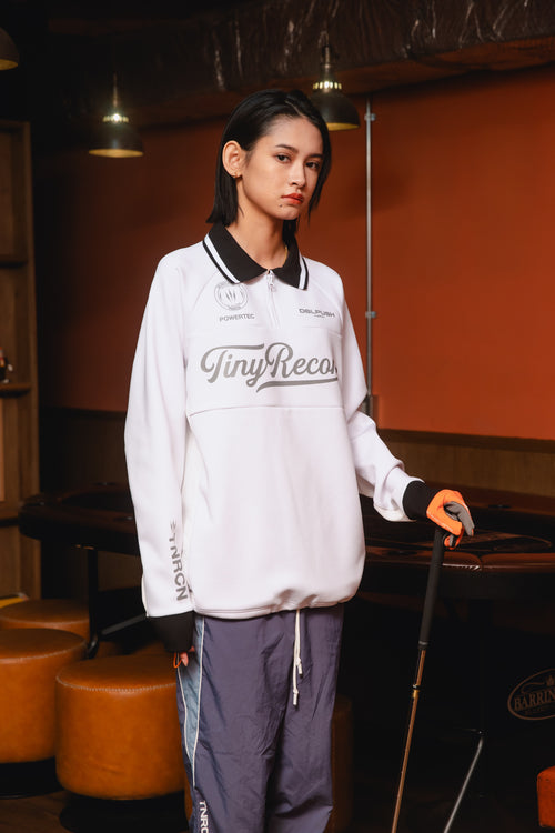 HALF ZIP POLO L/S TEE WHITE