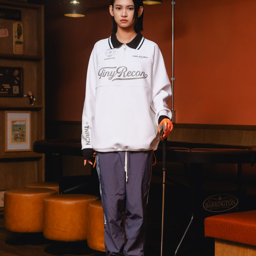 HALF ZIP POLO L/S TEE WHITE