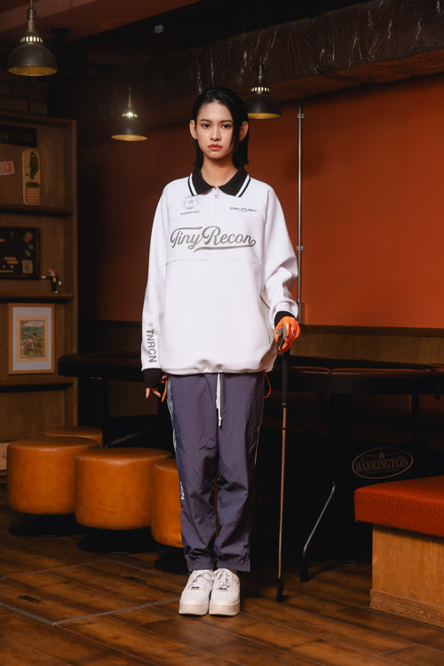 HALF ZIP POLO L/S TEE WHITE