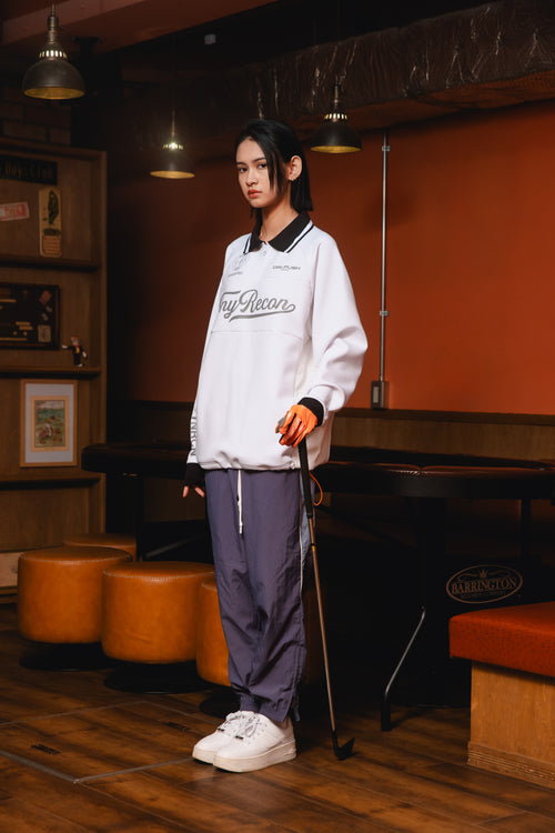 HALF ZIP POLO L/S TEE WHITE