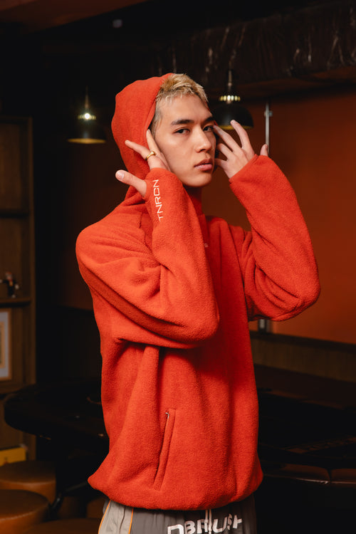 FLEECE PULLOVER HOODIE ORANGE
