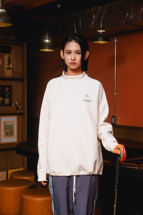 MOCK NECK L/S TEE WHITE