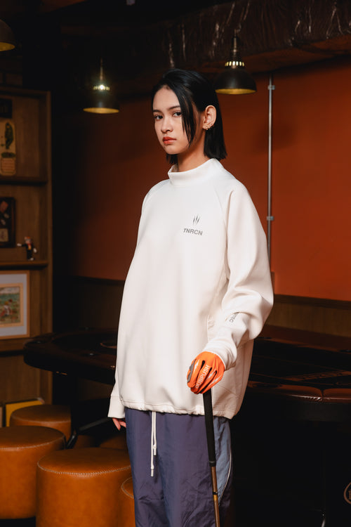 MOCK NECK L/S TEE WHITE
