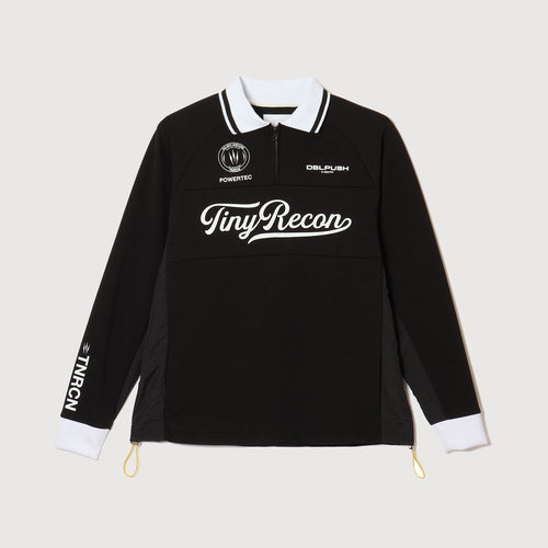 HALF ZIP POLO L/S TEE BLACK