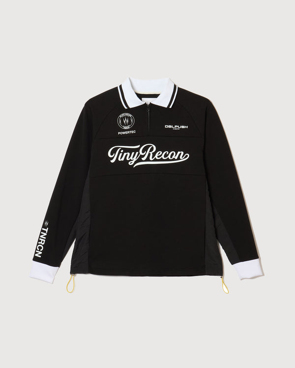 HALF ZIP POLO L/S TEE BLACK