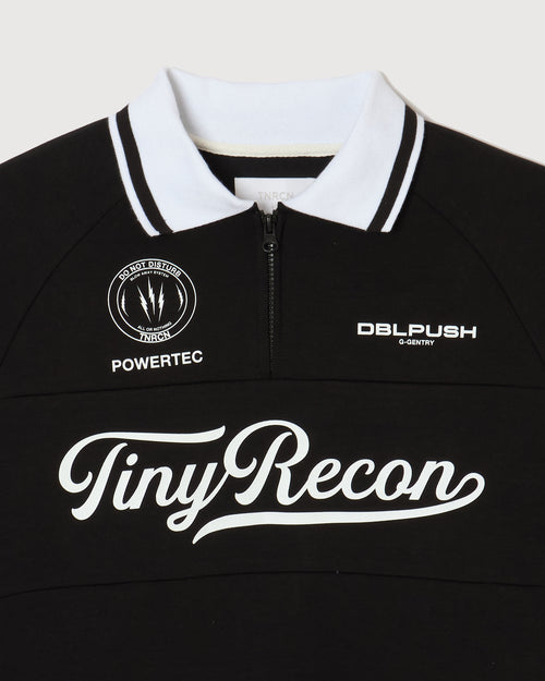 HALF ZIP POLO L/S TEE BLACK