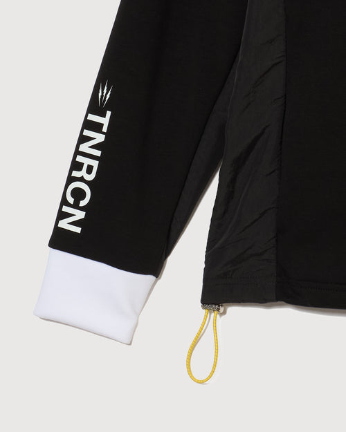 HALF ZIP POLO L/S TEE BLACK