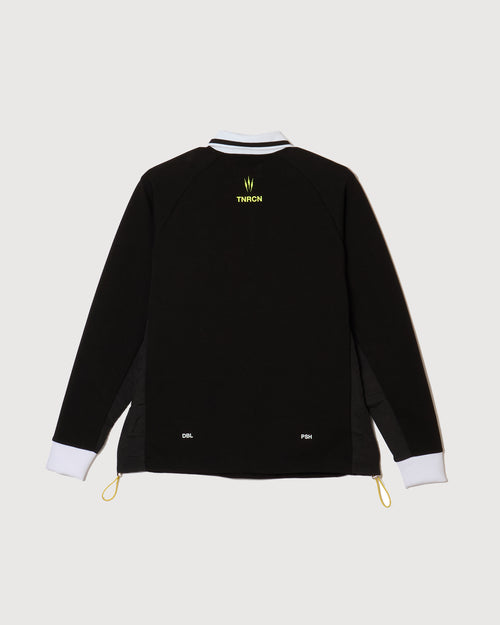 HALF ZIP POLO L/S TEE BLACK
