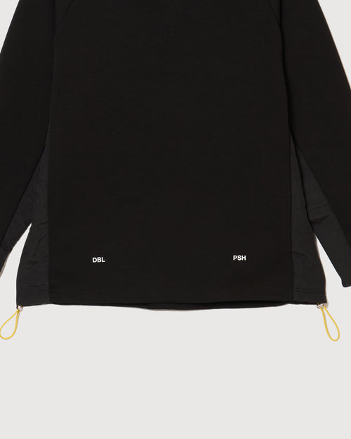HALF ZIP POLO L/S TEE BLACK