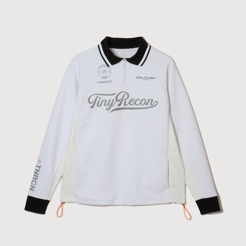 HALF ZIP POLO L/S TEE WHITE