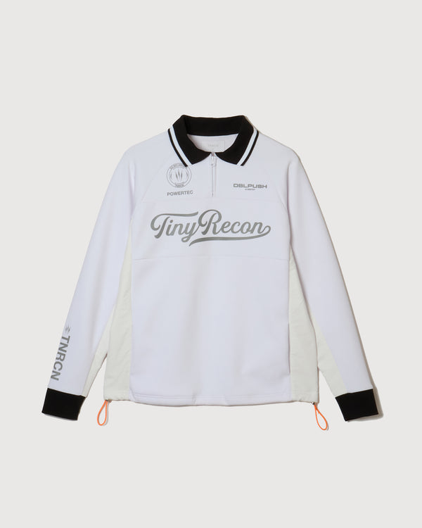 HALF ZIP POLO L/S TEE WHITE