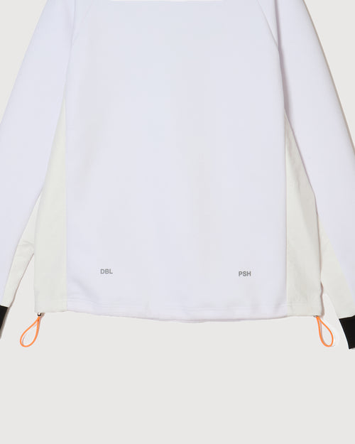 HALF ZIP POLO L/S TEE WHITE