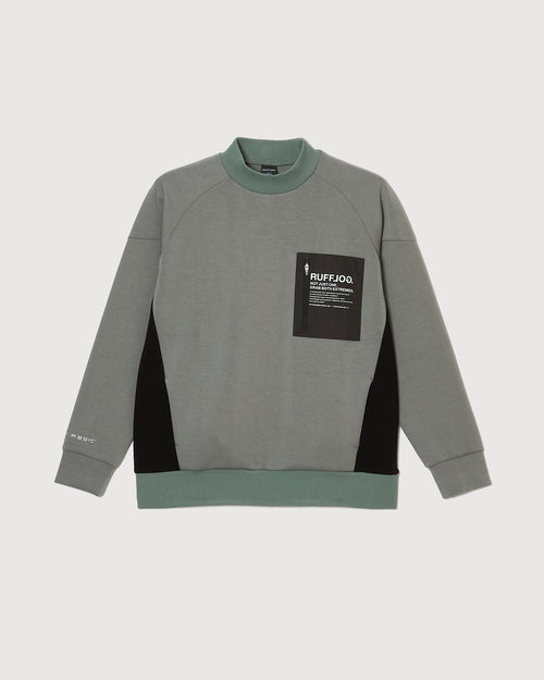 TC RAGLAN SLEEVES MOCK NECK SHIRTS SMOKE BLUE