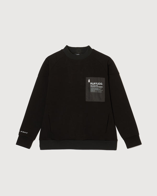 TC RAGLAN SLEEVES MOCK NECK SHIRTS BLACK