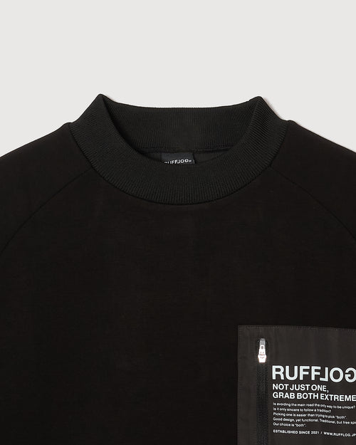 TC RAGLAN SLEEVES MOCK NECK SHIRTS BLACK