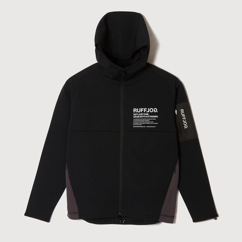 TC BICOLOR STRETCH HOODIE JACKET BLACK