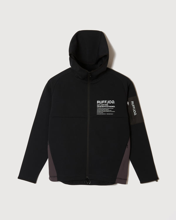 TC BICOLOR STRETCH HOODIE JACKET BLACK