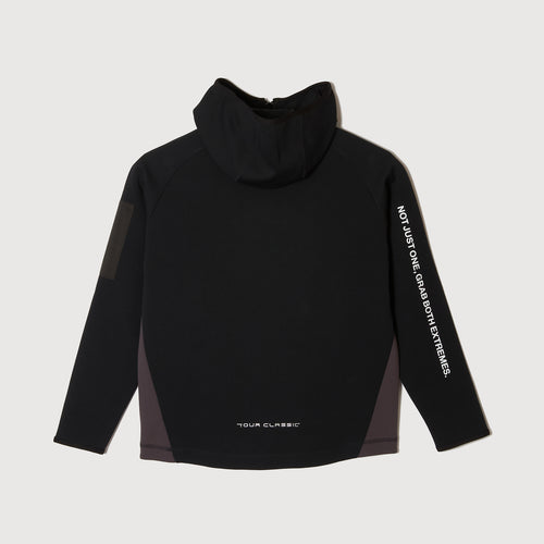 TC BICOLOR STRETCH HOODIE JACKET BLACK