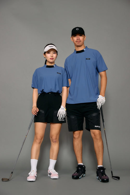 COOL FLEX BACK LINE LOGO MOCK NECK SHIRTS